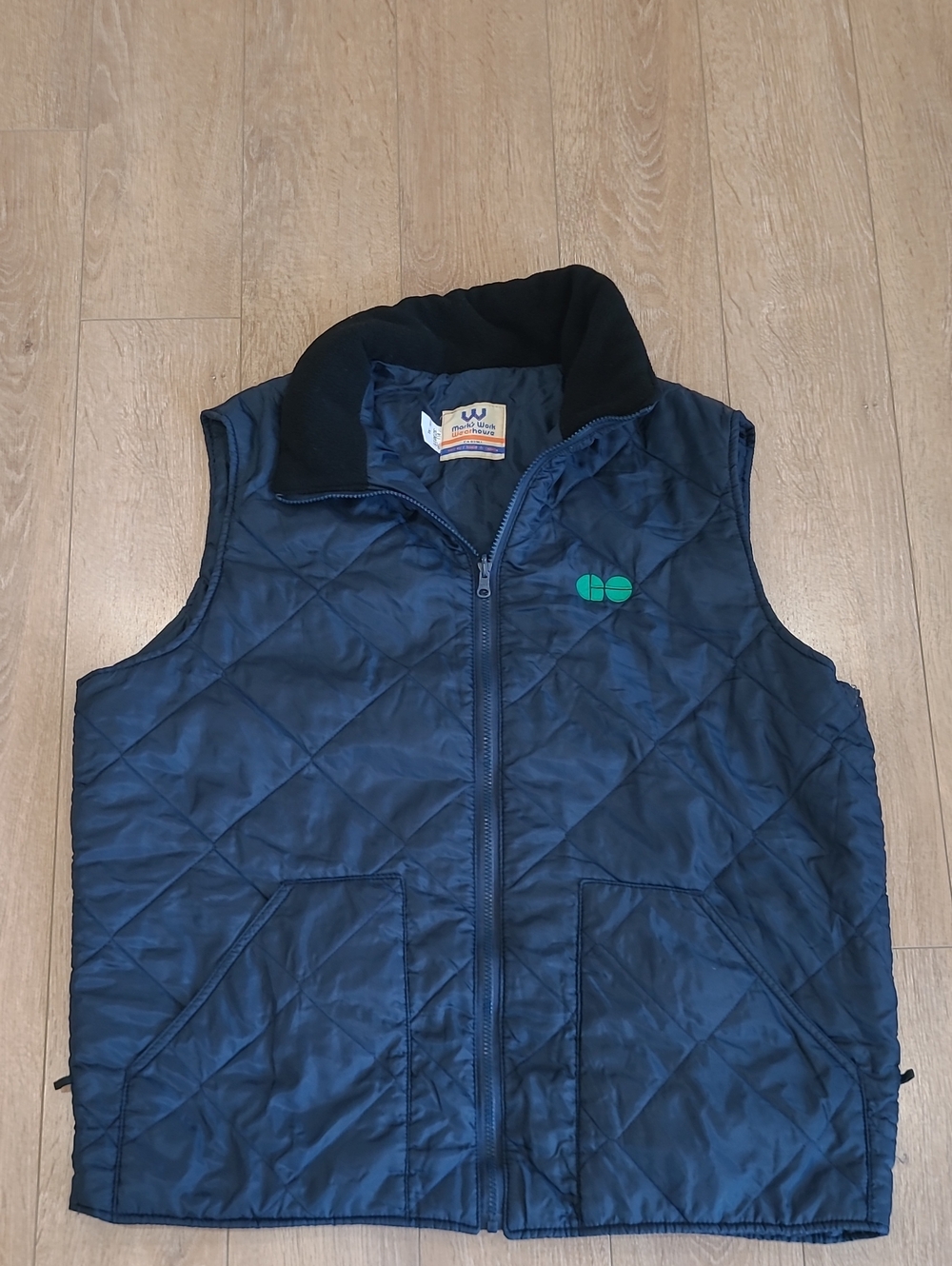 Marks Work Warehouse Navy Quilted Puffer Vest with Green GO Logo Made In Canada